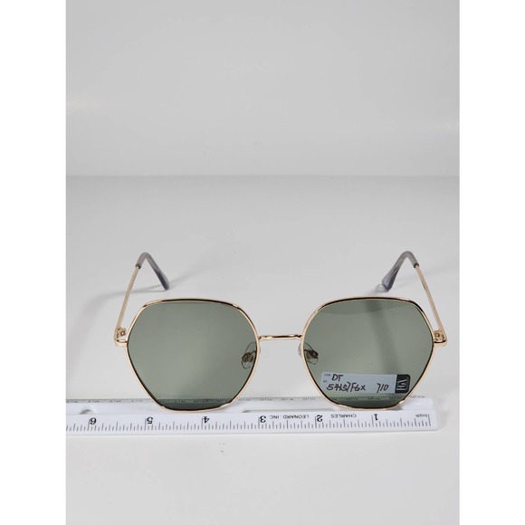 Foster Grant Geometric Alternative Full Frame Gold Metal Sunglasses 54157FGX710 - Picture 10 of 11